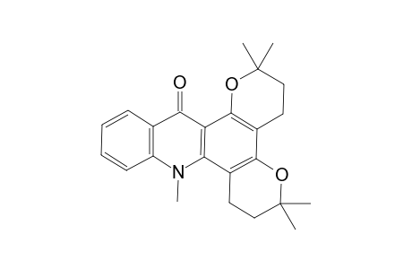 N-Methyl-3-methoxy-bis{2',2'-dimethyl-(dihydro)pyrano[5,6-a : 5",6'-c]}-acridone