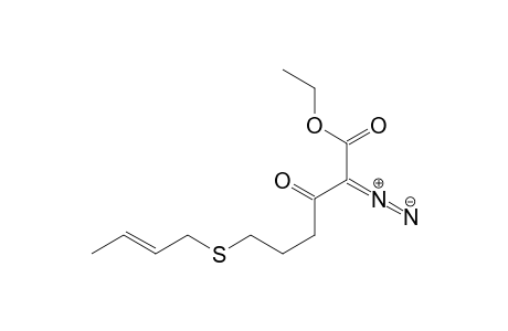 Hexanoic acid, 6-(2-butenylthio)-2-diazo-3-oxo-, ethyl ester, (E)-