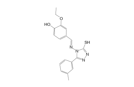 2-ethoxy-4-((E)-{[3-(3-methylphenyl)-5-sulfanyl-4H-1,2,4-triazol-4-yl]imino}methyl)phenol