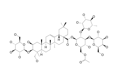 PERENNISOSIDE_IV;3-O-BETA-D-GLUCOPYRANOSIDE_OF_BAYOGENIN_28-O-ALPHA-L-RHAMNOPYRANOSYL-(1->2)-[BETA-D-GALACTOPYRANOSYL-(1->3)]-6-O-ACETYL-BETA-D-GLU