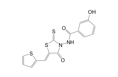 3-hydroxy-N-[(5Z)-4-oxo-5-(2-thienylmethylene)-2-thioxo-1,3-thiazolidin-3-yl]benzamide
