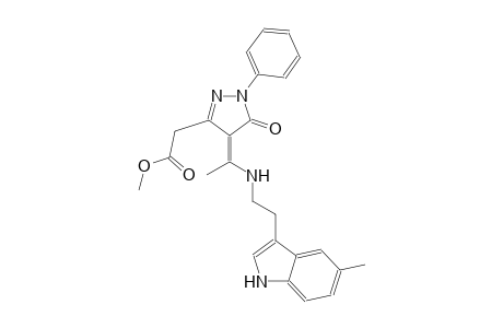 1H-pyrazole-3-acetic acid, 4,5-dihydro-4-[1-[[2-(5-methyl-1H-indol-3-yl)ethyl]amino]ethylidene]-5-oxo-1-phenyl-, methyl ester, (4Z)-