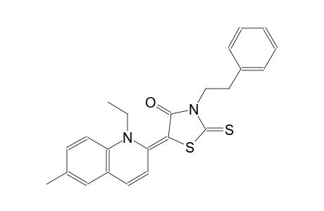 (5E)-5-(1-ethyl-6-methyl-2(1H)-quinolinylidene)-3-(2-phenylethyl)-2-thioxo-1,3-thiazolidin-4-one