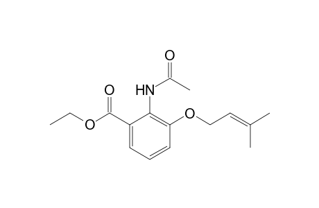 Benzoic acid, 2-(acetylamino)-3-[(3-methyl-2-butenyl)oxy]-, ethyl ester