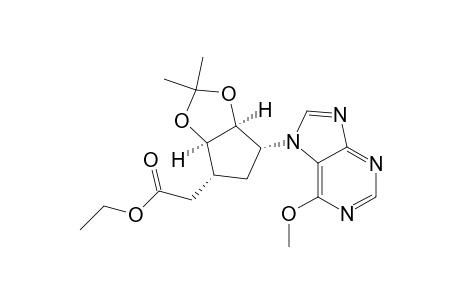 4H-Cyclopenta-1,3-dioxole-4-acetic acid, tetrahydro-6-(6-methoxy-7H-purin-7-yl)-2,2-dimethyl-, ethyl ester, [3aR-(3a.alpha.,4.alpha.,6.alpha.,6a.alpha.)]-