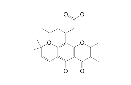 3-(5-Hydroxy-2,2,7,8-tetramethyl-6-oxo-7,8-dihydropyrano[3,2-G]chromen-10-yl)hexanoic acid