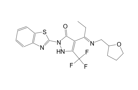 2-(1,3-benzothiazol-2-yl)-4-{(1E)-N-[(E)-tetrahydro-2-furanylmethyl]propanimidoyl}-5-(trifluoromethyl)-1,2-dihydro-3H-pyrazol-3-one