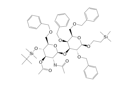 acetic acid [(2R,3S,4R,5R,6S)-5-acetamido-2-(benzyloxymethyl)-6-[(2R,3S,4S,5R,6R)-3,5-bis(benzyloxy)-2-(benzyloxymethyl)-6-(2-trimethylsilylethoxy)tetrahydropyran-4-yl]oxy-3-(tert-butyl-dimethyl-silyl)oxy-tetrahydropyran-4-yl] ester