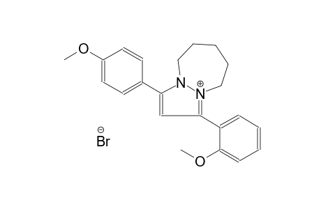 3-(2-methoxyphenyl)-1-(4-methoxyphenyl)-5H,6H,7H,8H,9H-pyrazolo[1,2-a][1,2]diazepin-4-ium bromide