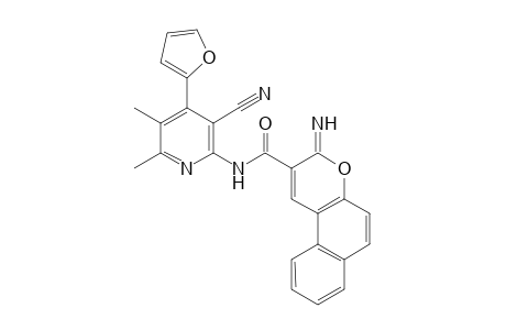 N-(3-cyano-4-(furan-2-yl)-5,6-dimethylpyridin-2-yl)-3-imino-3H-benzo[f]chromene-2-carboxamide