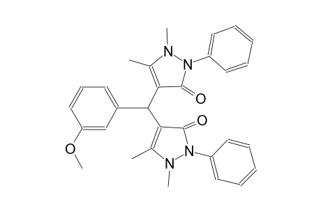 4-[(1,5-dimethyl-3-oxo-2-phenyl-2,3-dihydro-1H-pyrazol-4-yl)(3-methoxyphenyl)methyl]-1,5-dimethyl-2-phenyl-1,2-dihydro-3H-pyrazol-3-one