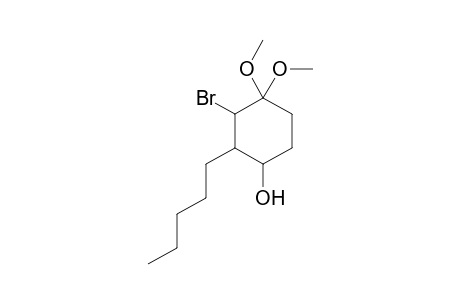 3-Bromo-4,4-dimethoxy-2-pentyl-cyclohexanol