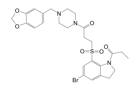 1H-indole, 7-[[3-[4-(1,3-benzodioxol-5-ylmethyl)-1-piperazinyl]-3-oxopropyl]sulfonyl]-5-bromo-2,3-dihydro-1-(1-oxopropyl)-