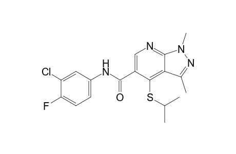 3'-chloro-1,3-dimethyl-4'-fluoro-4-(isopropylthio)-1H-pyrazolo[3,4-b]pyridine-5-carboxanilide