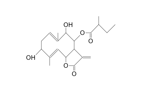 3,9-Dihydroxy-8a-methylbutyroyloxy-germacra-1(10),4-dienolide