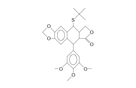 3-Hydroxy-me-6,7-methylenedioxy-4b-T-bu-thio-1-(3,4,5-trimethoxy-phenyl)-1,2,3,4-tetrahydro-2-naphthoic acid, G-lactone