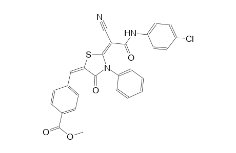 methyl 4-((E)-{(2E)-2-[2-(4-chloroanilino)-1-cyano-2-oxoethylidene]-4-oxo-3-phenyl-1,3-thiazolidin-5-ylidene}methyl)benzoate
