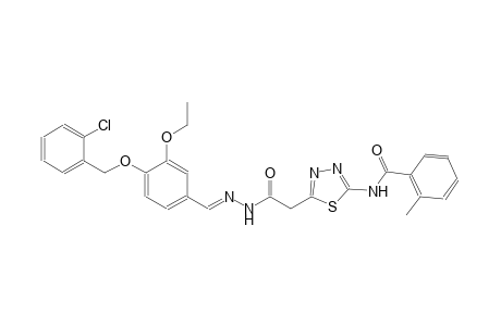 N-{5-[2-((2E)-2-{4-[(2-chlorobenzyl)oxy]-3-ethoxybenzylidene}hydrazino)-2-oxoethyl]-1,3,4-thiadiazol-2-yl}-2-methylbenzamide