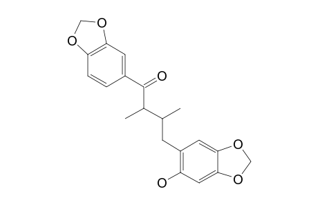 SAUCERNEOL_G;1-(BENZO-[D]-[1.3]-DIOXOL-5-YL)-4-(6-HYDROXYBENZO-[D]-[1.3]-DIOXOL-5-YL)-2,3-DIMETHYLBUTAN-1-ONE