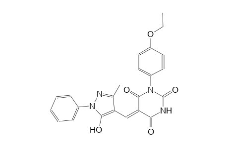 (5Z)-1-(4-ethoxyphenyl)-5-[(5-hydroxy-3-methyl-1-phenyl-1H-pyrazol-4-yl)methylene]-2,4,6(1H,3H,5H)-pyrimidinetrione