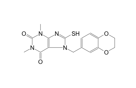 7-(2,3-dihydro-1,4-benzodioxin-6-ylmethyl)-1,3-dimethyl-8-sulfanyl-3,7-dihydro-1H-purine-2,6-dione