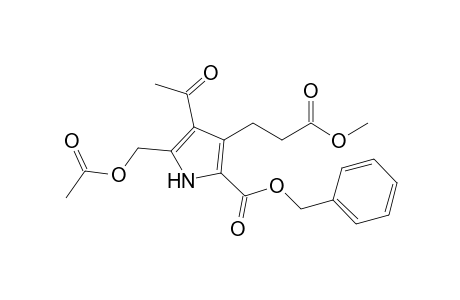 (phenylmethyl) 5-(acetyloxymethyl)-4-ethanoyl-3-(3-methoxy-3-oxidanylidene-propyl)-1H-pyrrole-2-carboxylate