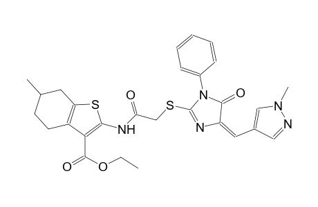 ethyl 6-methyl-2-{[({(4E)-4-[(1-methyl-1H-pyrazol-4-yl)methylene]-5-oxo-1-phenyl-4,5-dihydro-1H-imidazol-2-yl}sulfanyl)acetyl]amino}-4,5,6,7-tetrahydro-1-benzothiophene-3-carboxylate