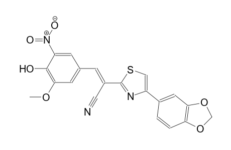 (2E)-2-[4-(1,3-benzodioxol-5-yl)-1,3-thiazol-2-yl]-3-(4-hydroxy-3-methoxy-5-nitrophenyl)-2-propenenitrile