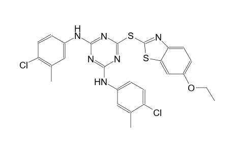 N~2~,N~4~-bis(4-chloro-3-methylphenyl)-6-[(6-ethoxy-1,3-benzothiazol-2-yl)sulfanyl]-1,3,5-triazine-2,4-diamine