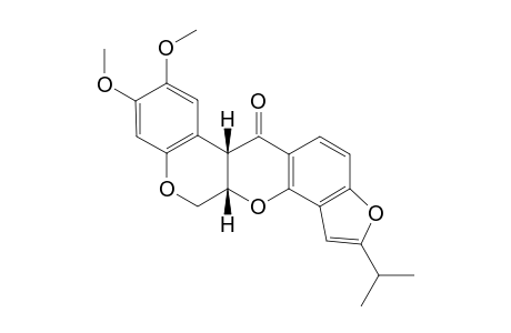 (-)-cis-Isorotenone[(6a.beta.,12a.beta.)]-1,2,12,12a-Tetrahyfdro-8,9-dimethoxy-2-isopropyl-benzopyrano[3,4-b]furo[2,3-h]benzopyran-6(6aH)-one]