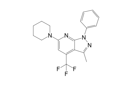 3-Methyl-1-phenyl-6-(1-piperidinyl)-4-(trifluoromethyl)pyrazolo[3,4-b]pyridine