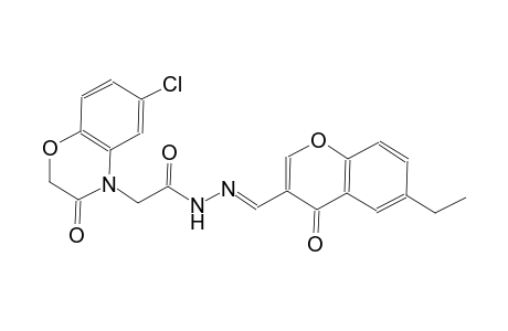2-(6-chloro-3-oxo-2,3-dihydro-4H-1,4-benzoxazin-4-yl)-N'-[(E)-(6-ethyl-4-oxo-4H-chromen-3-yl)methylidene]acetohydrazide