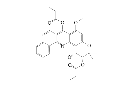 (+/-)-CIS-1-HYDROXY-6-METHOXY-3,3-DIMETHYL-2,3-DIHYDRO-1H-BENZO-[C]-PYRANO-[3,2-H]-ACRIDINE-2,7-DIYLE-DIPROPIONATE