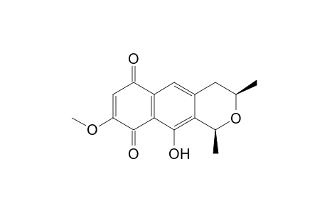 (+-)-cis-3,4,6,9-tetrahydro-10-hydroxy-8-methoxy-1,3-dimethyl-1H-naphtho[2,3-c]pyran-6,9-dione