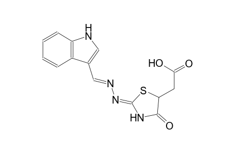 {(2Z)-2-[(2E)-2-(1H-indol-3-ylmethylene)hydrazono]-4-oxo-1,3-thiazolidin-5-yl}acetic acid