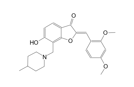 3(2H)-benzofuranone, 2-[(2,4-dimethoxyphenyl)methylene]-6-hydroxy-7-[(4-methyl-1-piperidinyl)methyl]-, (2Z)-