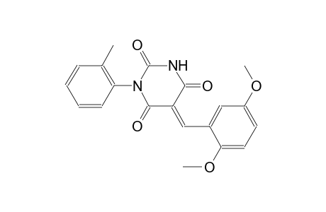 (5E)-5-(2,5-dimethoxybenzylidene)-1-(2-methylphenyl)-2,4,6(1H,3H,5H)-pyrimidinetrione