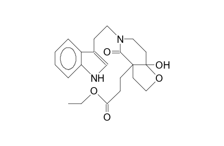 (.+-.)-3a-(2-Ethoxycarbonyl-ethyl)-7a-hydroxy-5-(2-<indol-3-yl>-ethyl)-2,3,6,7-tetrahydro-furo(3,2-C)pyridin-4(2H)-one