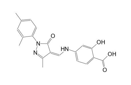 4-({(Z)-[1-(2,4-dimethylphenyl)-3-methyl-5-oxo-1,5-dihydro-4H-pyrazol-4-ylidene]methyl}amino)-2-hydroxybenzoic acid