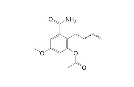 6-(2-butenyl)-5-hydroxy-m-anisamide, acetate (ester)