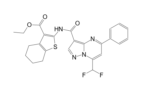 ethyl 2-({[7-(difluoromethyl)-5-phenylpyrazolo[1,5-a]pyrimidin-3-yl]carbonyl}amino)-4,5,6,7-tetrahydro-1-benzothiophene-3-carboxylate