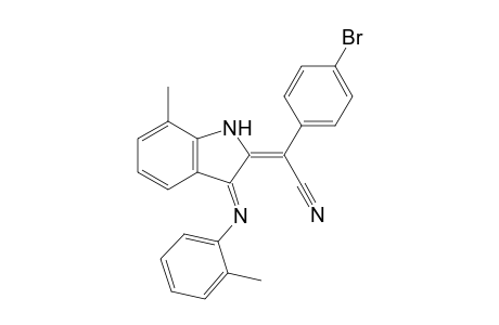 (E)-2-[1-Cyano-1-(4-bromophenyl)methylidene]-7-methyl-3-(2-tolyl)imino-2,3-dihydro-1H-indole