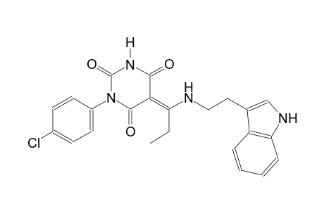 (5E)-1-(4-chlorophenyl)-5-(1-{[2-(1H-indol-3-yl)ethyl]amino}propylidene)-2,4,6(1H,3H,5H)-pyrimidinetrione