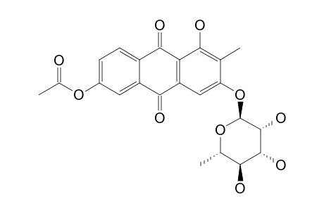RUBIACORDONE-A;6-ACETOXY-1-HYDROXY-2-METHYLANTHRAQUINONE-3-O-ALPHA-L-RHAMNOPYRANOSIDE