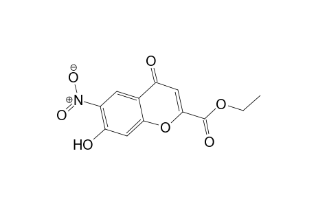 4H-1-Benzopyran-2-carboxylic acid, 7-hydroxy-6-nitro-4-oxo-, ethyl ester