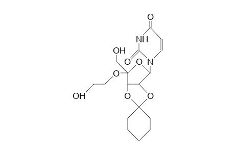 4'(R)-1-(2,3-O-Cyclohexylidene-4-O-[2-hydroxy-ethyl].beta.-D-erythro-pentofuranosyl-4-ulose)-uracil