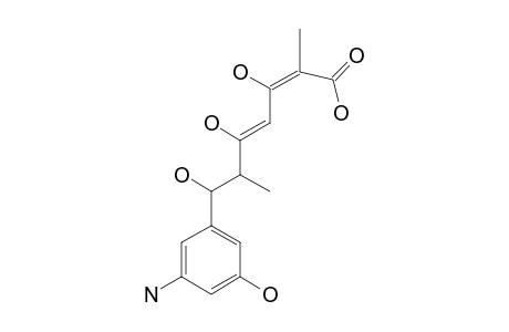 2,6-DIMETHYL-3,5,7-TRIHYDROXY-7-(3'-AMINO-5'-HYDROXYPHENYL)-2,4-HEPTADIENOIC-ACID;P8/1-OG