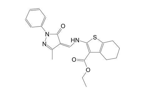 ethyl 2-{[(Z)-(3-methyl-5-oxo-1-phenyl-1,5-dihydro-4H-pyrazol-4-ylidene)methyl]amino}-4,5,6,7-tetrahydro-1-benzothiophene-3-carboxylate