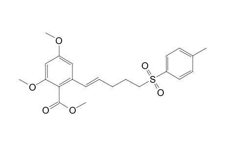 2,4-Dimethoxy-6-[(E)-5-(4-methylphenyl)sulfonylpent-1-enyl]benzoic acid methyl ester