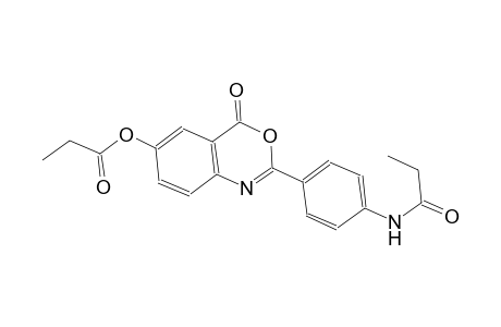 4-oxo-2-[4-(propionylamino)phenyl]-4H-3,1-benzoxazin-6-yl propionate